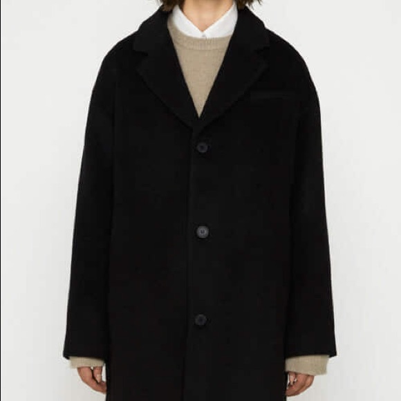 OAK + FORT Unisex Wool-blend Coat in Black - Picture 2 of 7